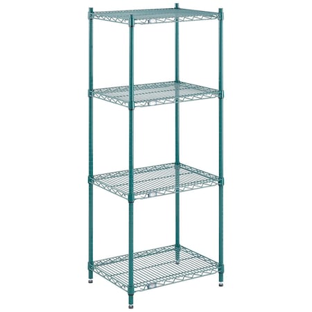 Nexel Wire Shelving, Green Epoxy, 24W X 18D X 63H 18246G
